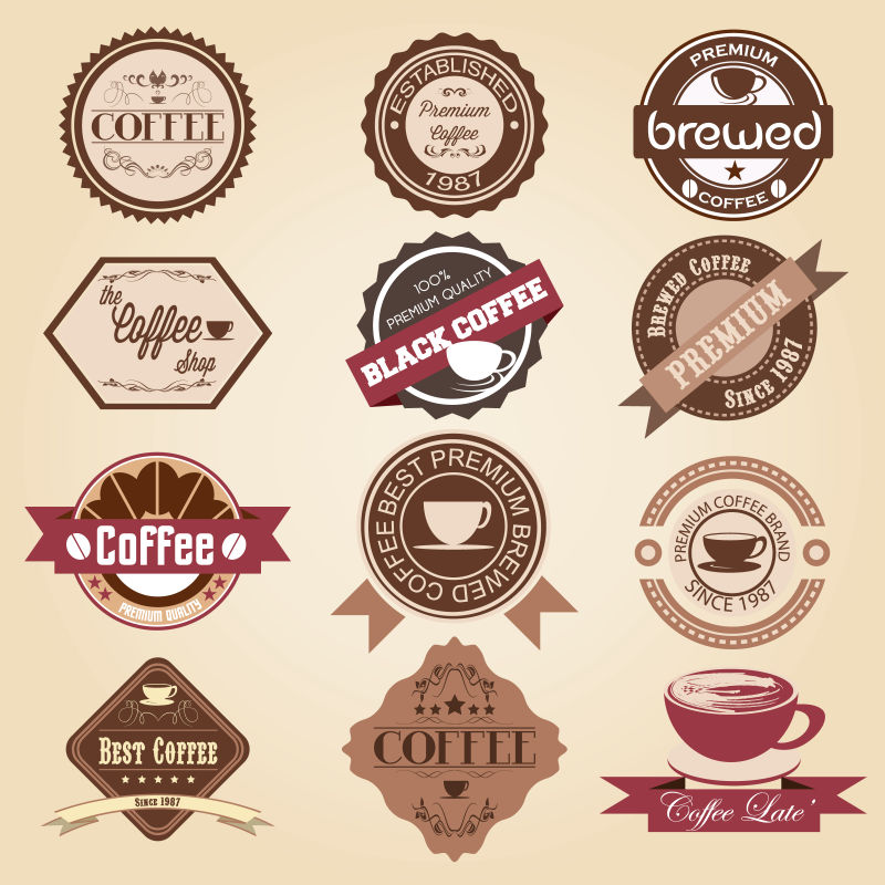 矢量复古咖啡标签设计