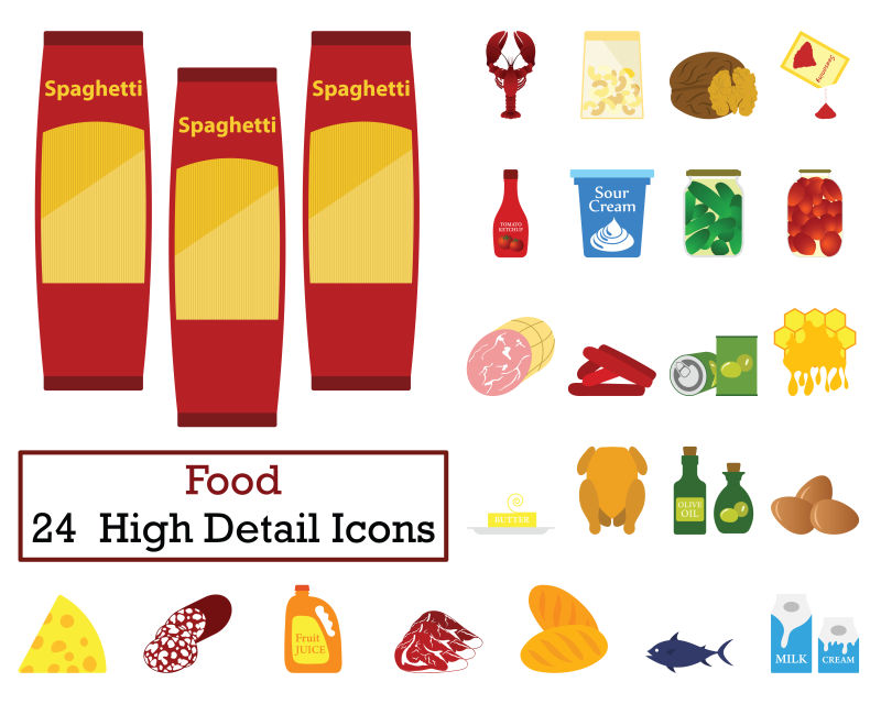 矢量食物相关的创意图标设计