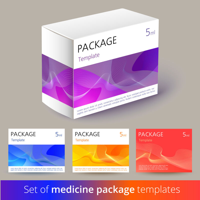 创意矢量四种风格的药盒包装设计