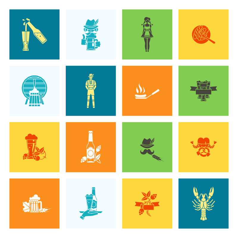 矢量抽象彩色现代简约啤酒节概念图标设计