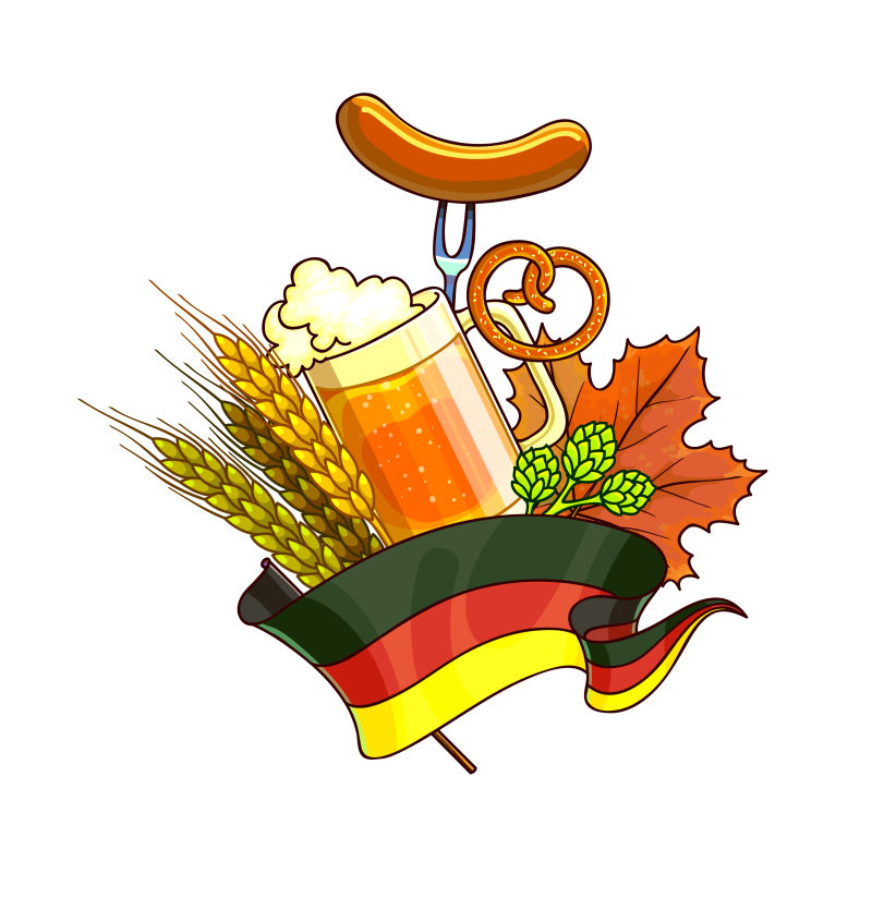 抽象平面风格的矢量德国啤酒节海报设计