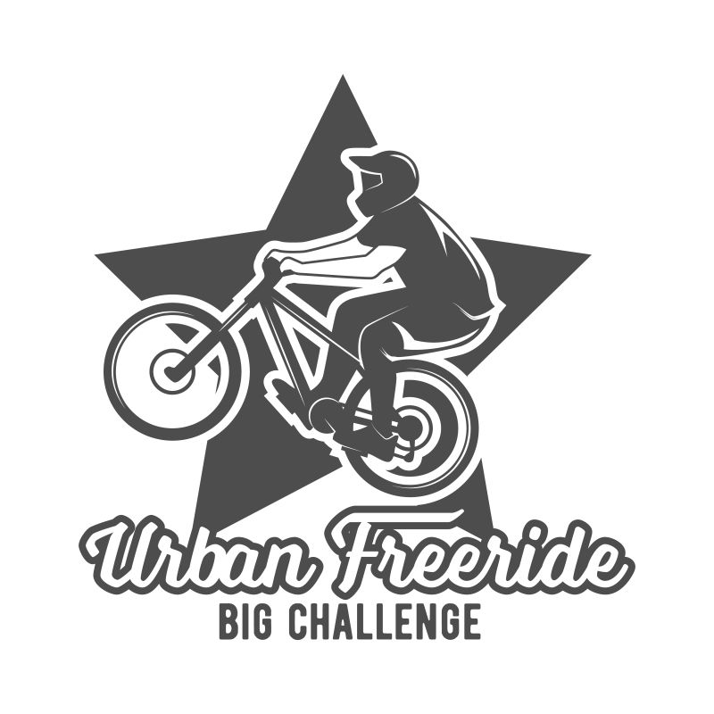 抽象矢量山地自行车元素的标签设计