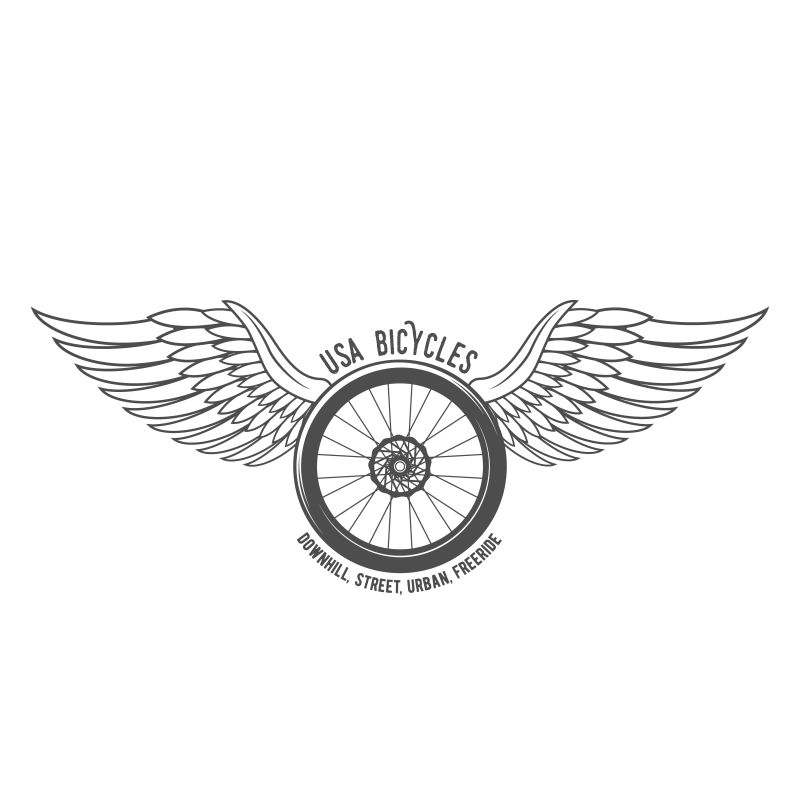 抽象复古自行车元素的矢量标签设计