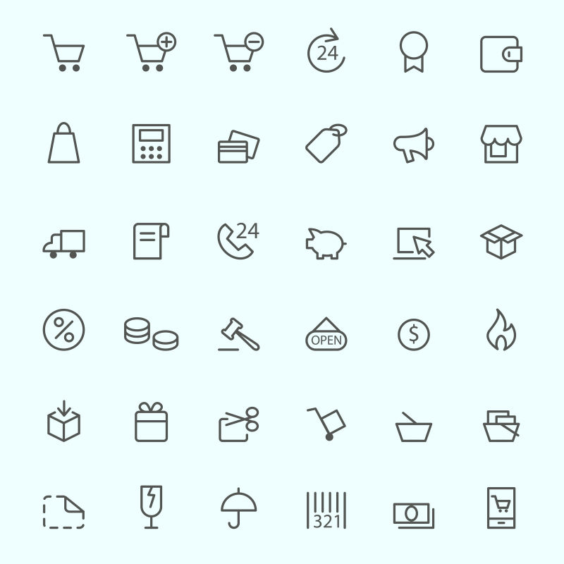 线性购物图标矢量设计