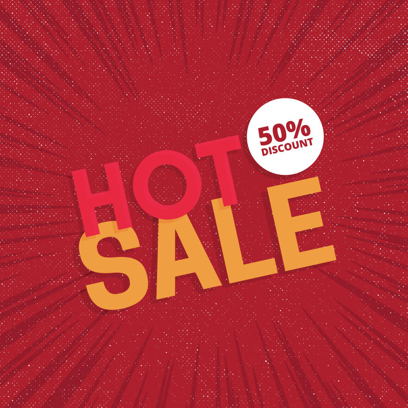 矢量销售折扣图片-矢量红色半价特销折扣现代海报设计素材-高清图片