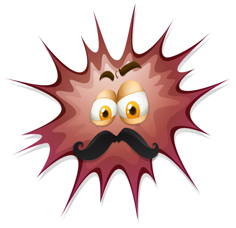 抽象矢量卡通留胡子的细菌插图