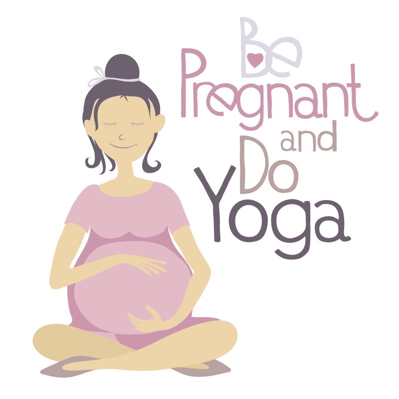 矢量孕妇瑜伽练习插图设计