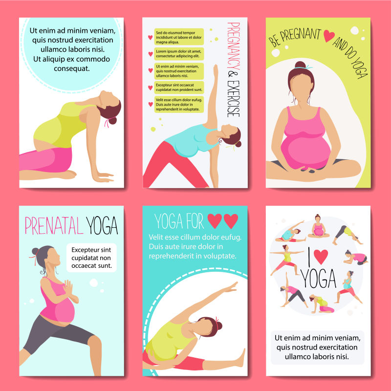 矢量孕妇瑜伽海报设计