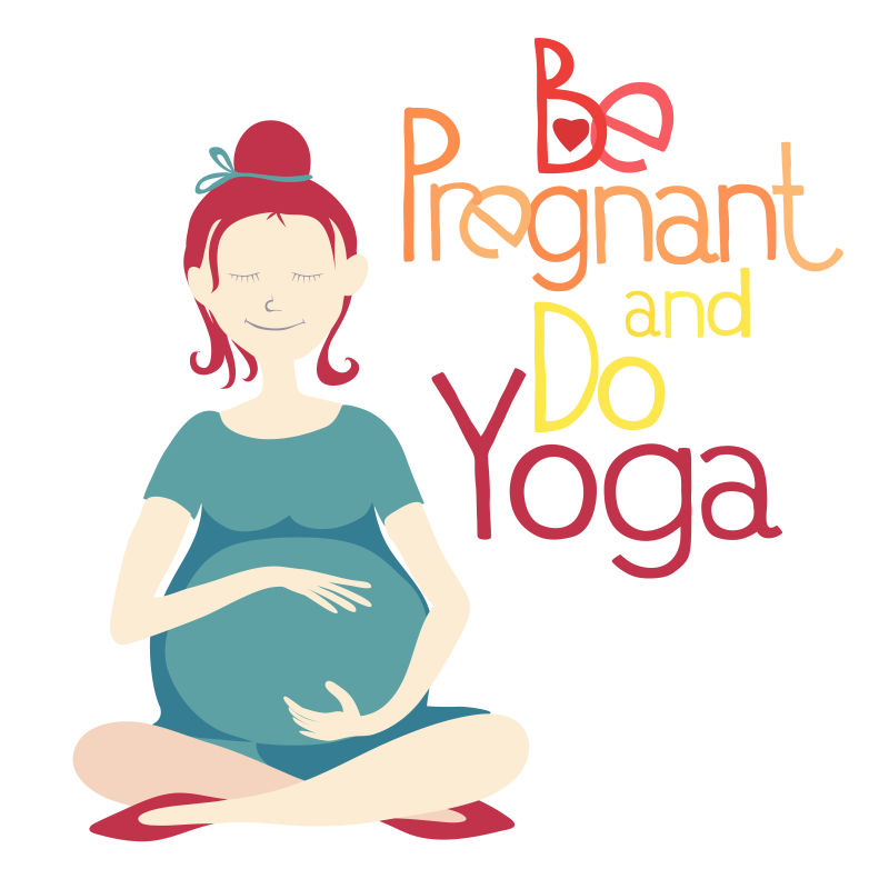 矢量的孕妇瑜伽广告插图