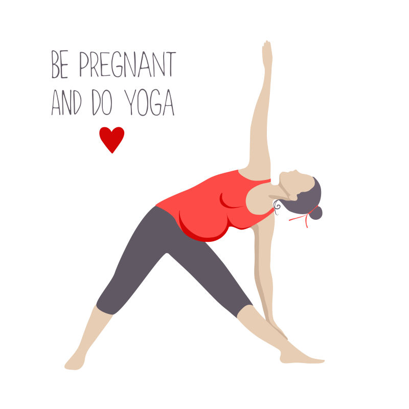 孕妇瑜伽的矢量插图