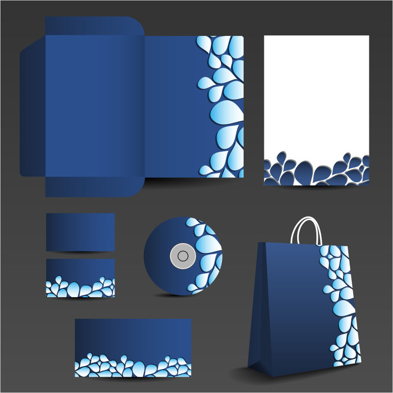 矢量蓝色水滴色块元素的企业宣传册设计