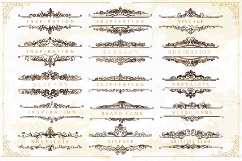 矢量抽象古典花卉装饰边框