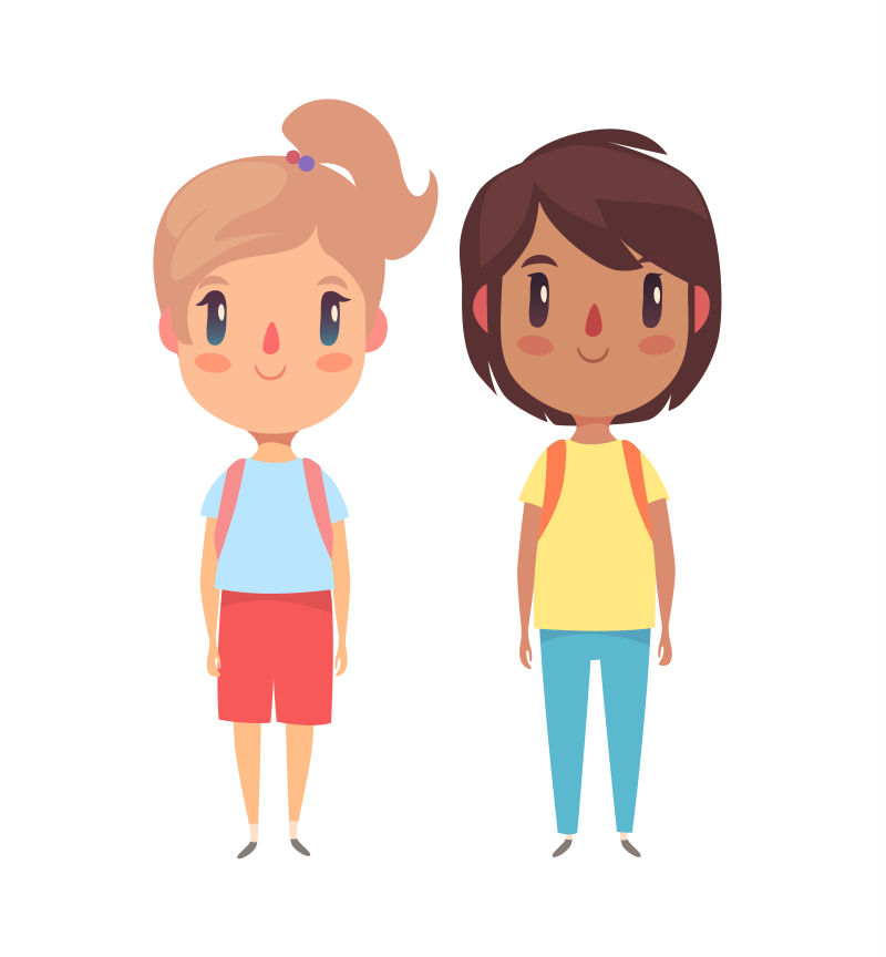 创意矢量卡通小学生插图