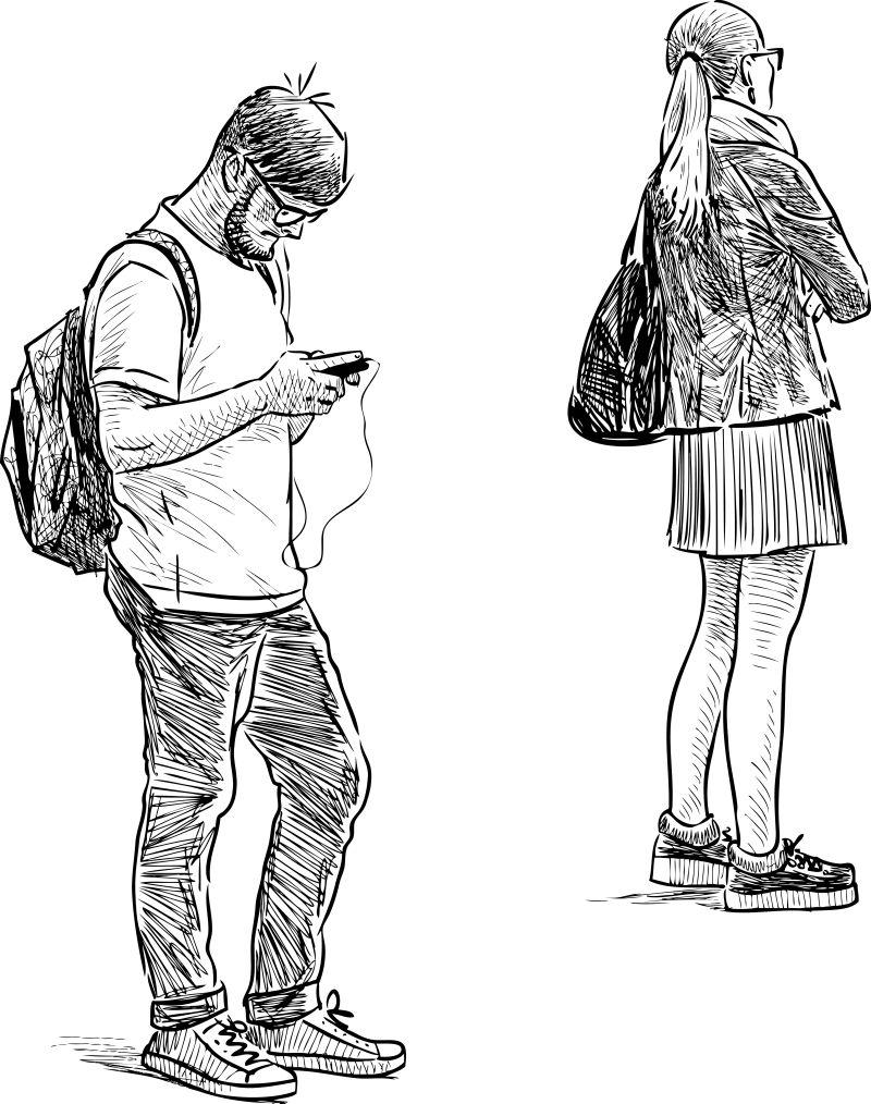 公共汽车站上的临时人员