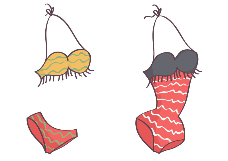 创意矢量可爱波浪状的泳衣设计