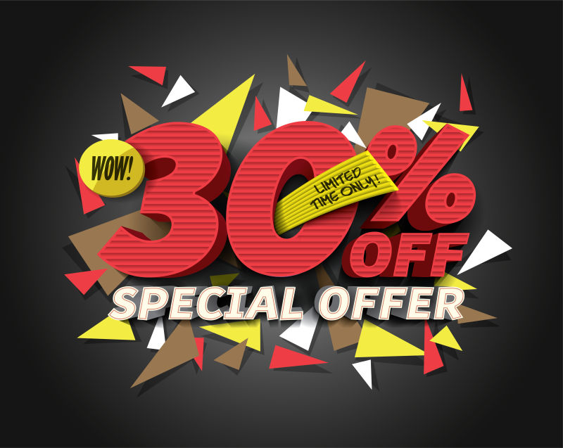 抽象矢量七折的创意折扣海报设计