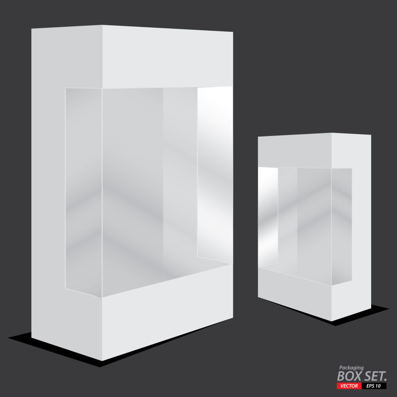 矢量白色有透明部分的包装盒设计