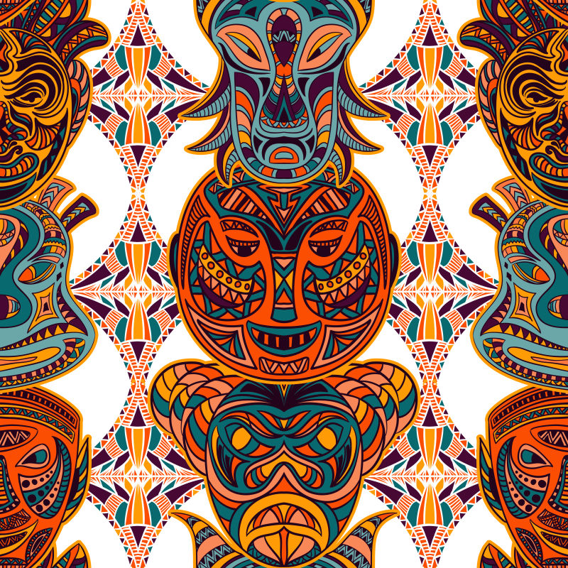 矢量部落面具图案