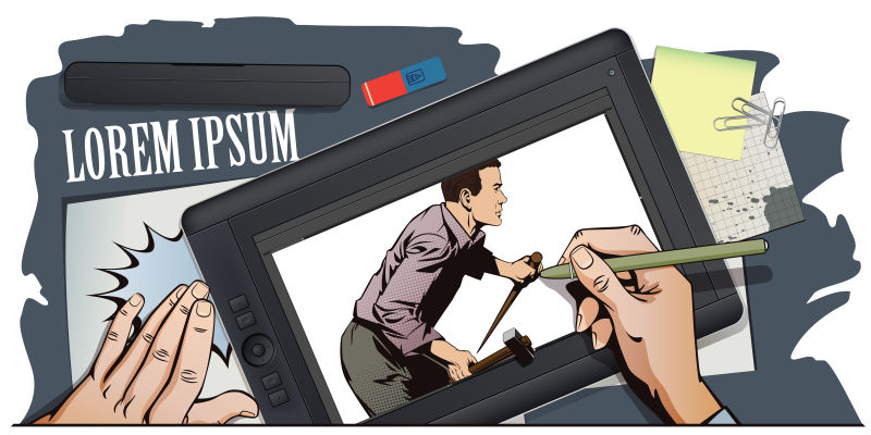 绘制漫画矢量插图