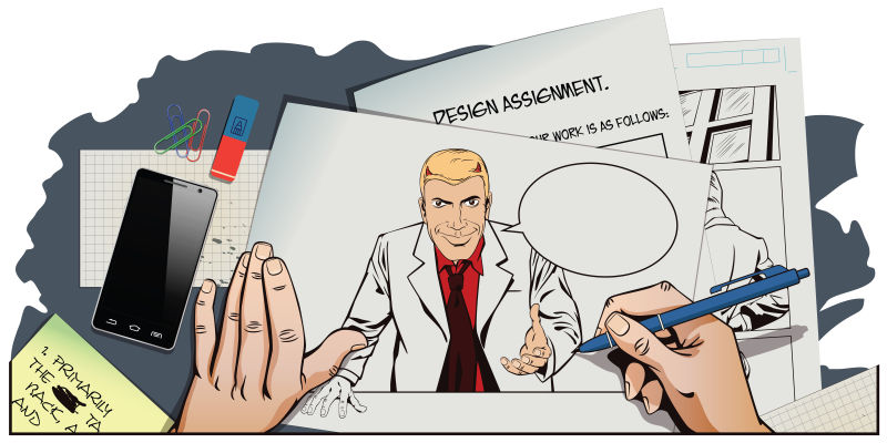 矢量绘制漫画场景插图