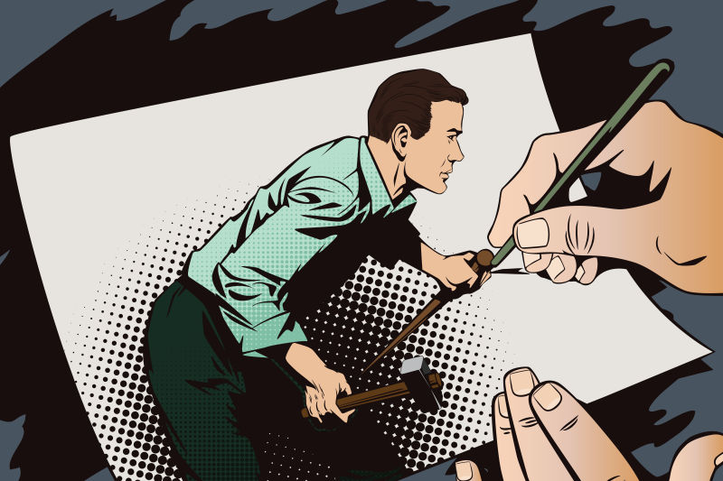 矢量的创作漫画场景插图