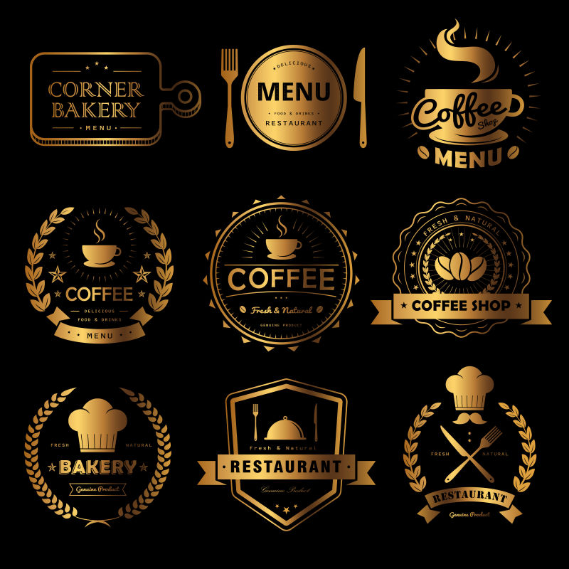 豪华食品饮料标签矢量设计