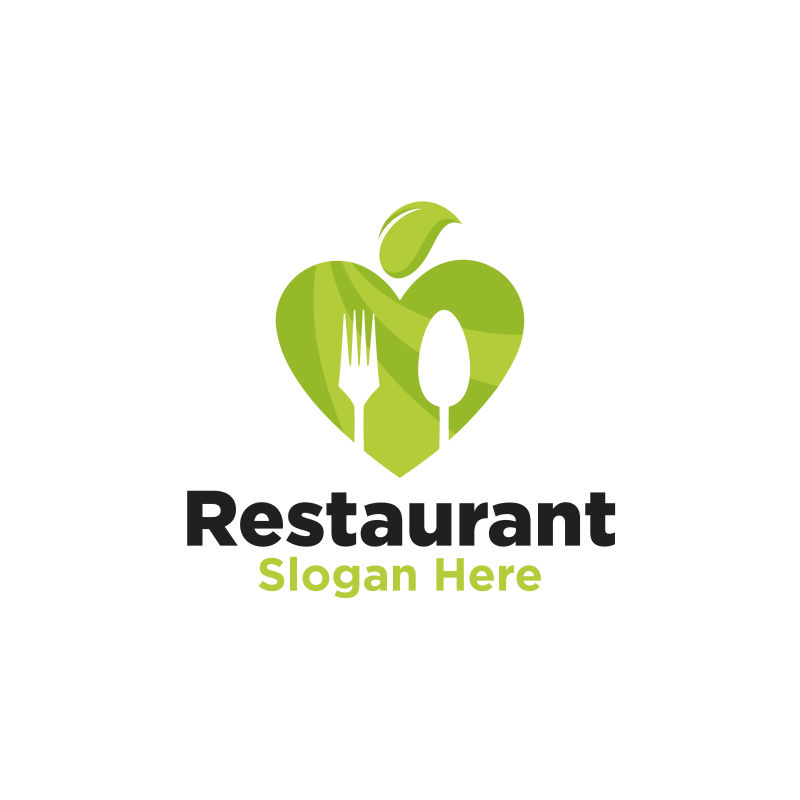抽象生态健康餐厅的矢量标志设计