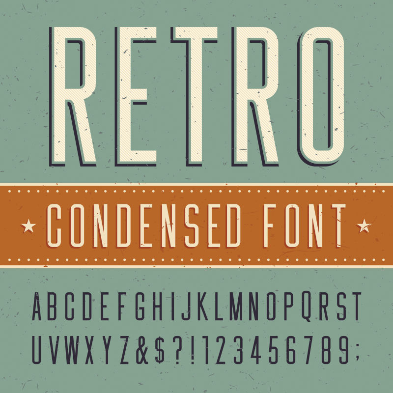 复古的简练字母矢量插图