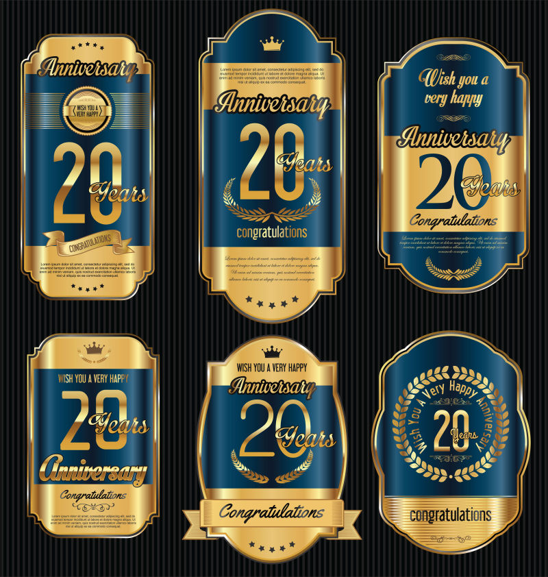 二十周年纪念徽章矢量设计
