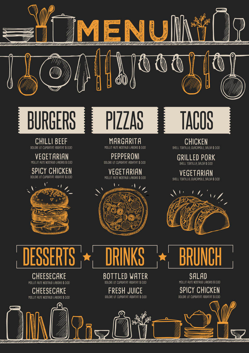 咖啡馆的菜单矢量设计