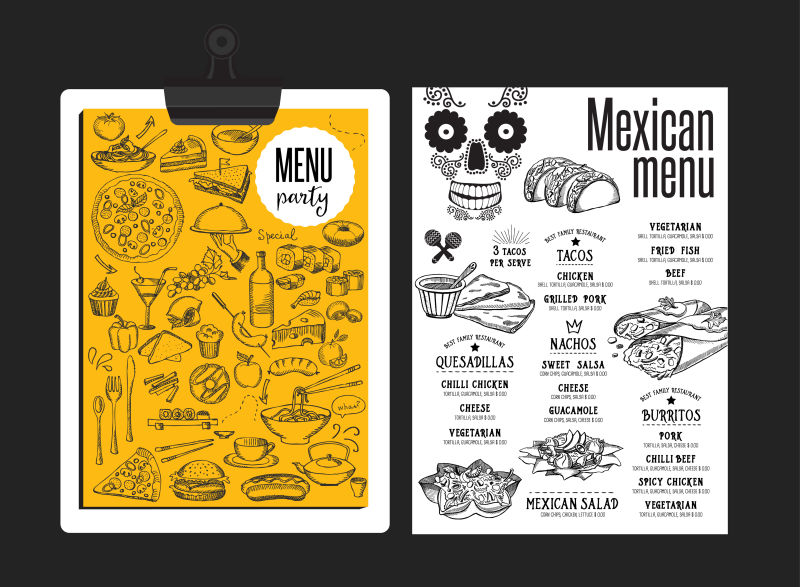 墨西哥食品菜单矢量设计