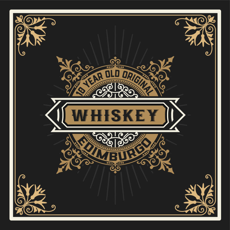 矢量的复古威士忌酒标签