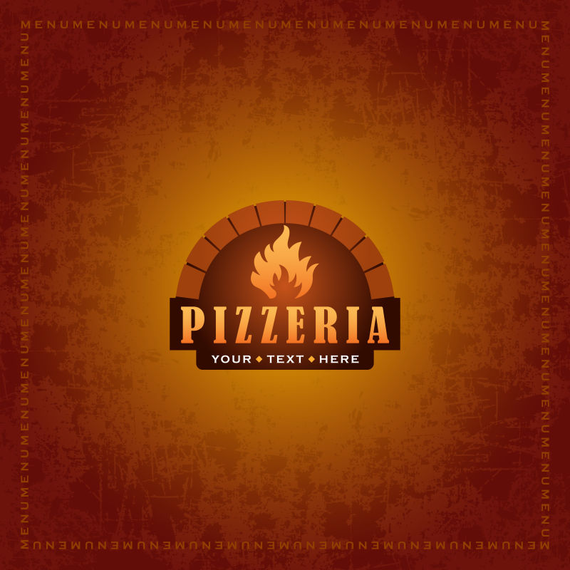 比萨店创意标签矢量设计