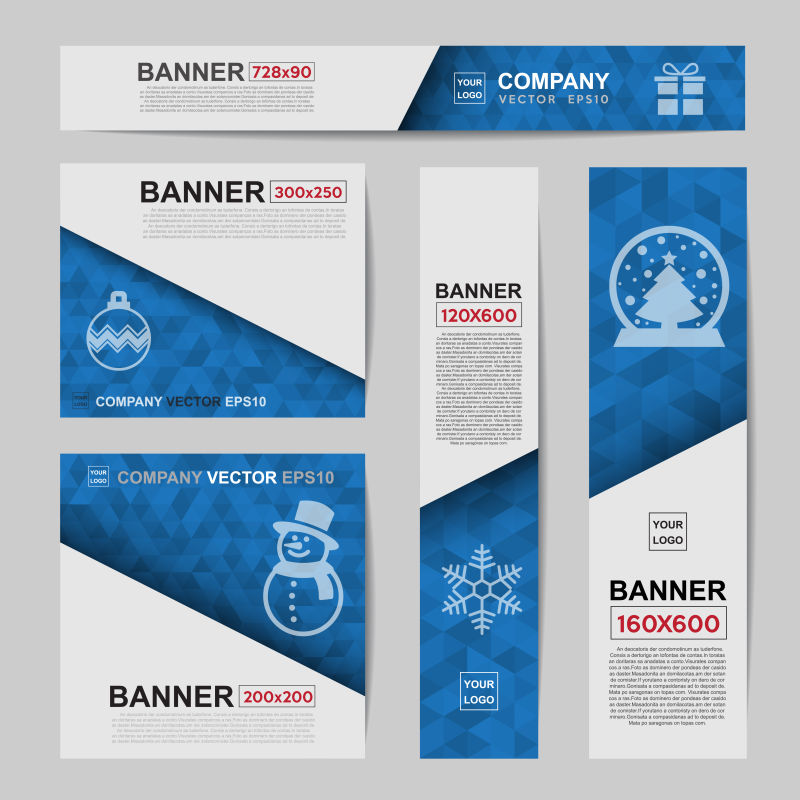 圣诞节蓝色广告横幅矢量设计