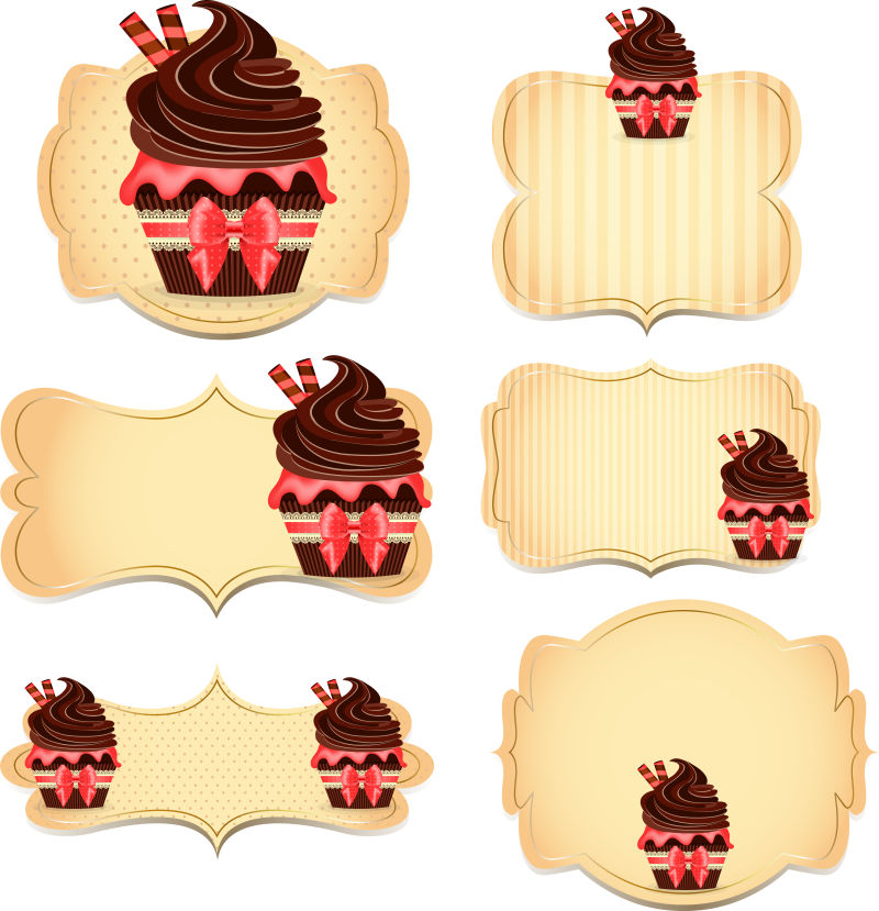 矢量纸杯蛋糕标签