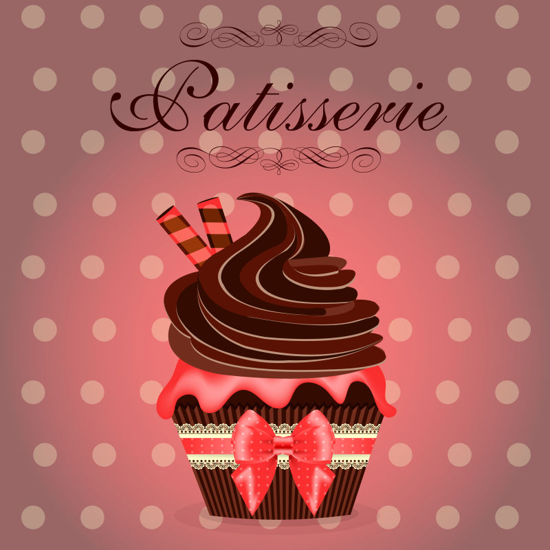 矢量纸杯蛋糕卡片插图设计