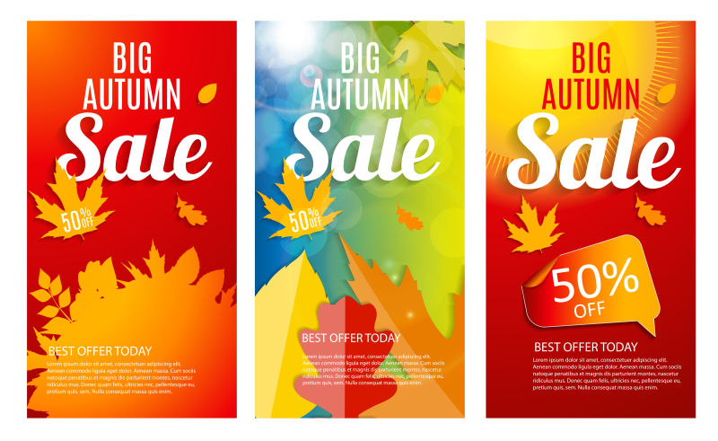 创意矢量秋季折扣促销海报