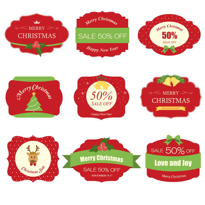 矢量圣诞节销售标签设计