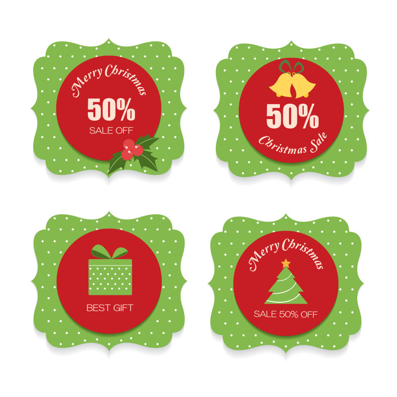 矢量的圣诞折扣标签设计