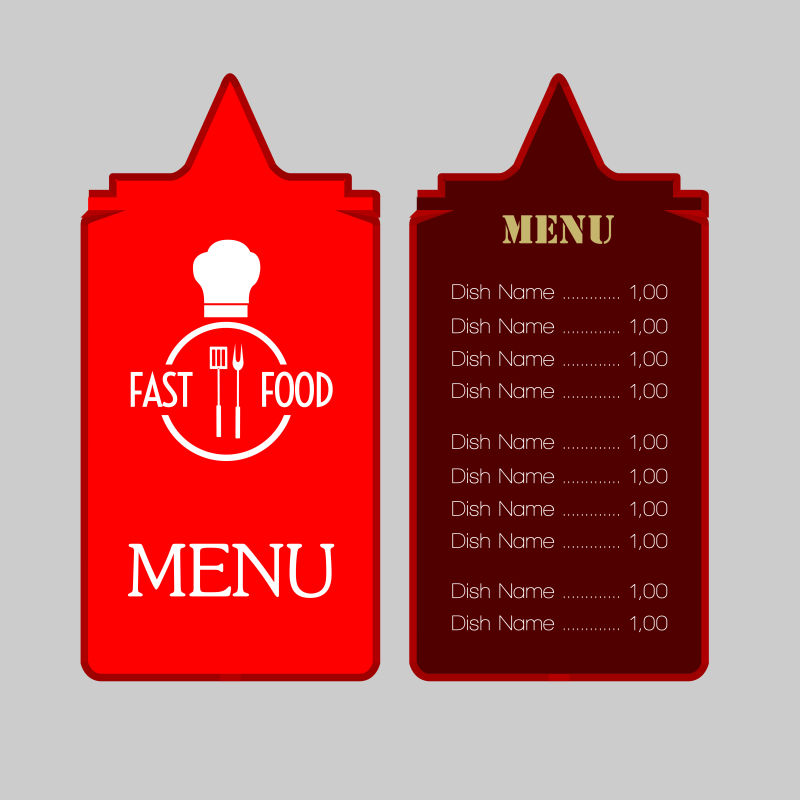 矢量的红色餐厅菜单