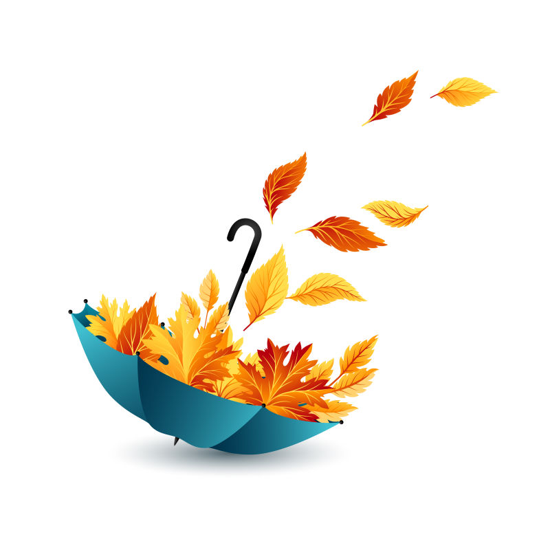 抽象装满秋叶的伞矢量背景