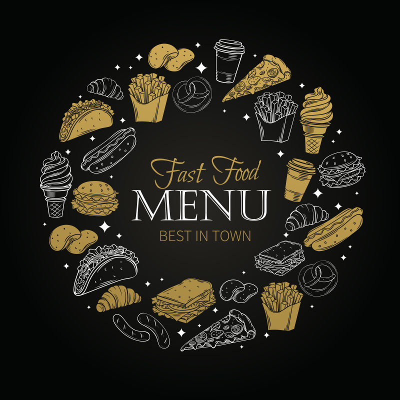 快餐厅菜单设计矢量图