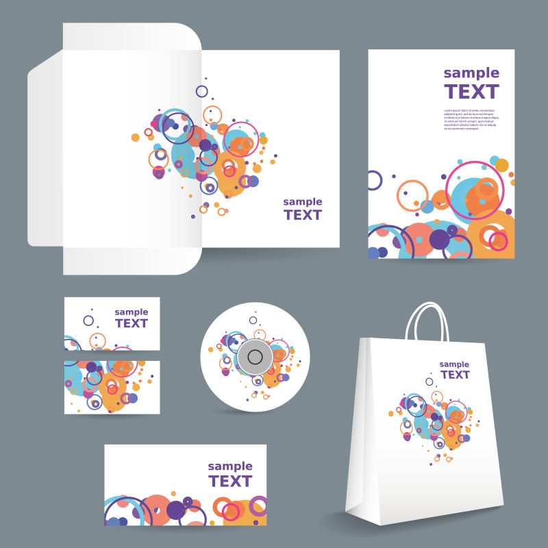 企业形象矢量设计与商业彩色图案