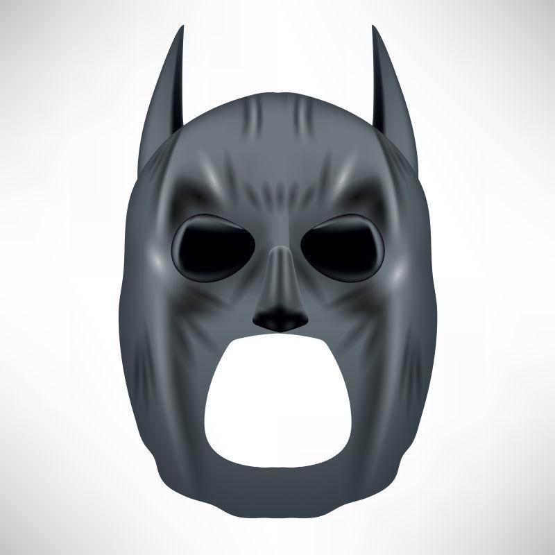 白色背景下的超级英雄蝙蝠侠灰色面具矢量图