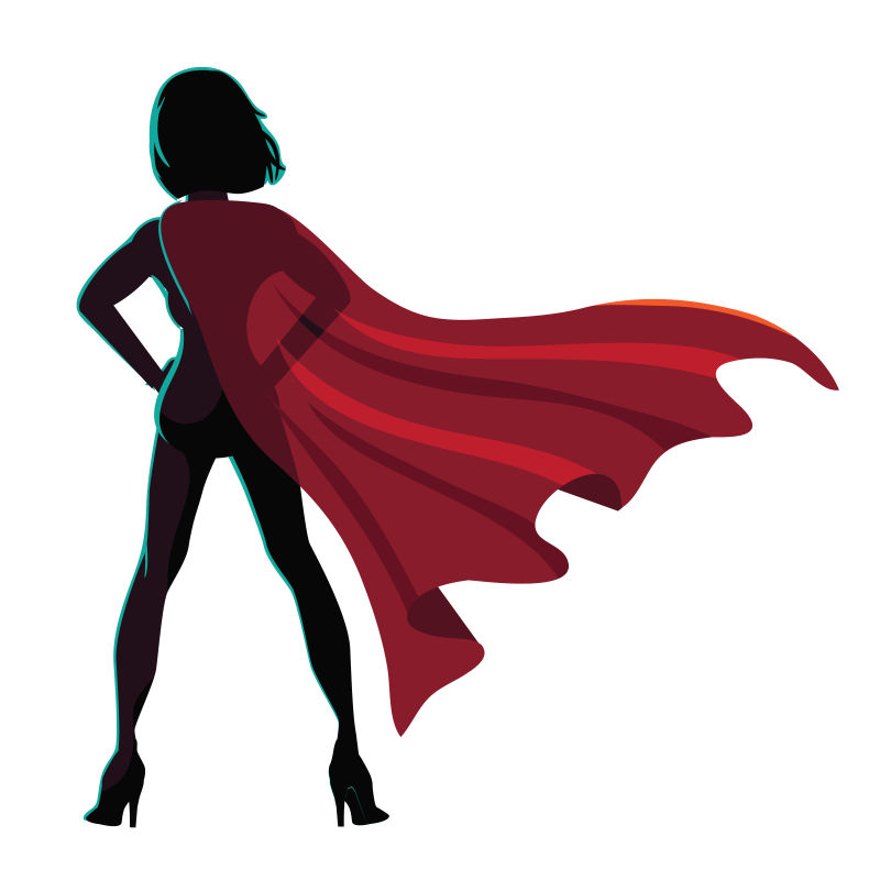矢量超级女英雄背影插图