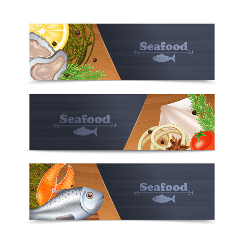 创意矢量海鲜元素的菜单设计