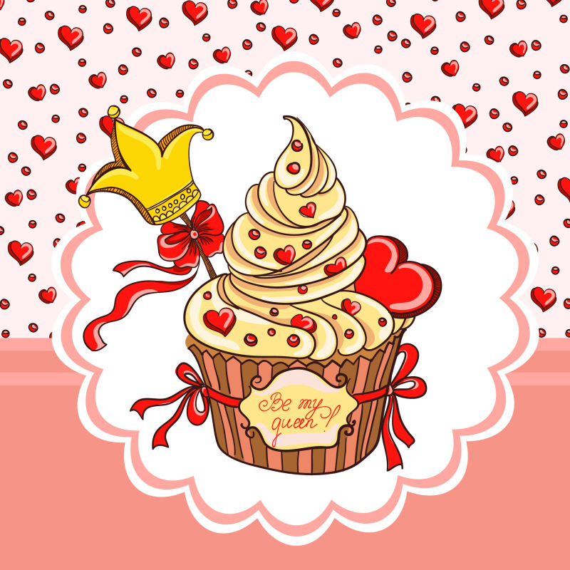 纸杯蛋糕的标签矢量设计