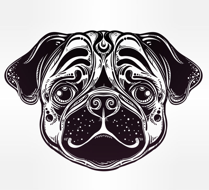 矢量的宠物狗肖像插图