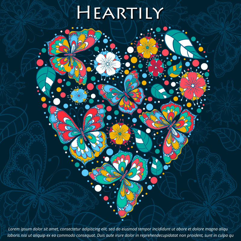 创意矢量彩色花卉装饰的请帖设计