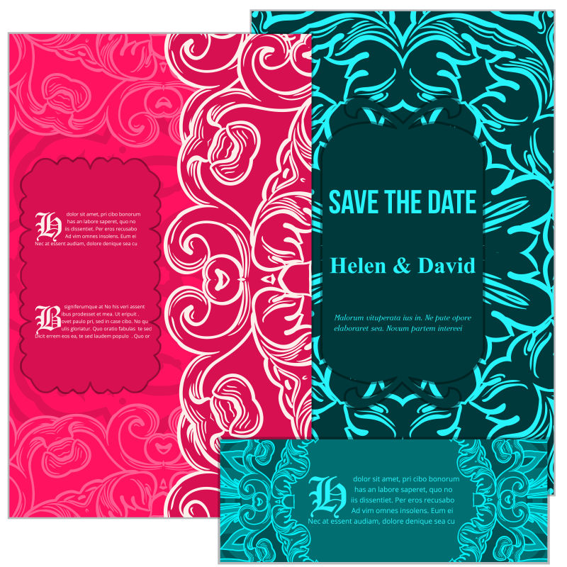 创意矢量彩色花卉元素装饰邀请卡设计